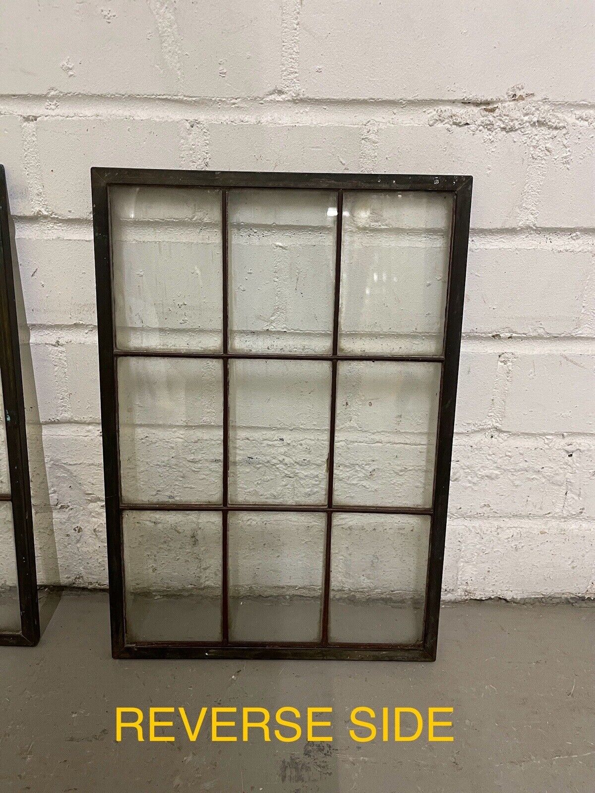 Pair Of Reclaimed Arts & Crafts Copper Window Glass Panes Panels 363mm x 255mm