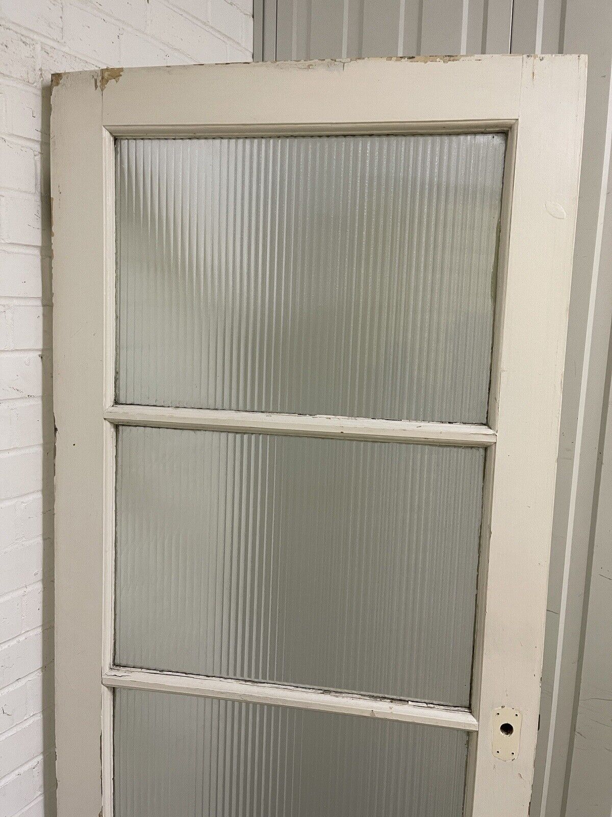 Reclaimed Frosted Reeded Glass Internal Or External Door 1950 x 760mm