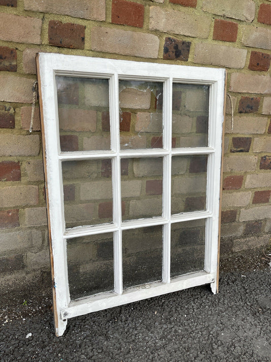 Reclaimed Old Georgian 9 Panel Wooden Window 610 x 825mm