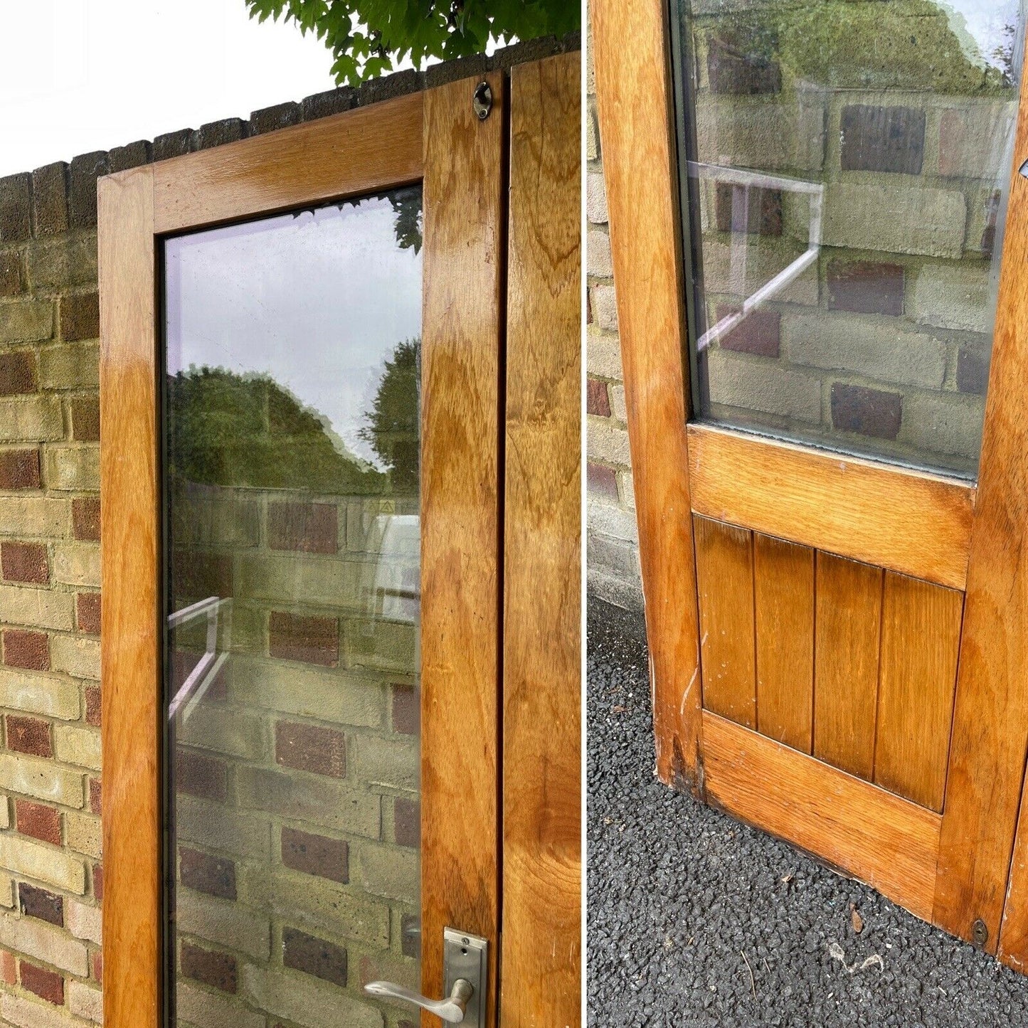 Reclaimed French Double Glazed Wooden Inter-locking Double Doors 1980 x 1105mm