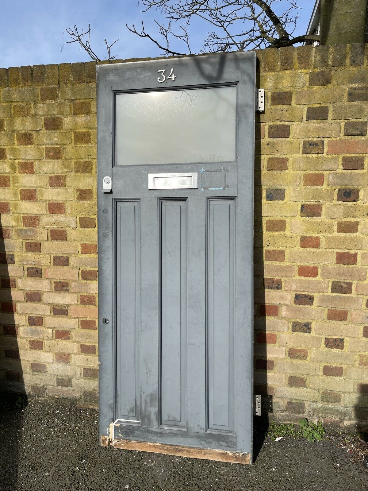 Reclaimed Old 1930s Art Deco Timber Wooden Edwardian Georgian Front Door