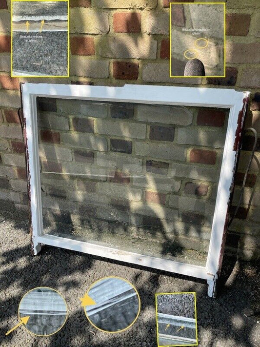 Reclaimed Old Cylinder Glass Wooden Sash Window Glass Size 780 x 660mm