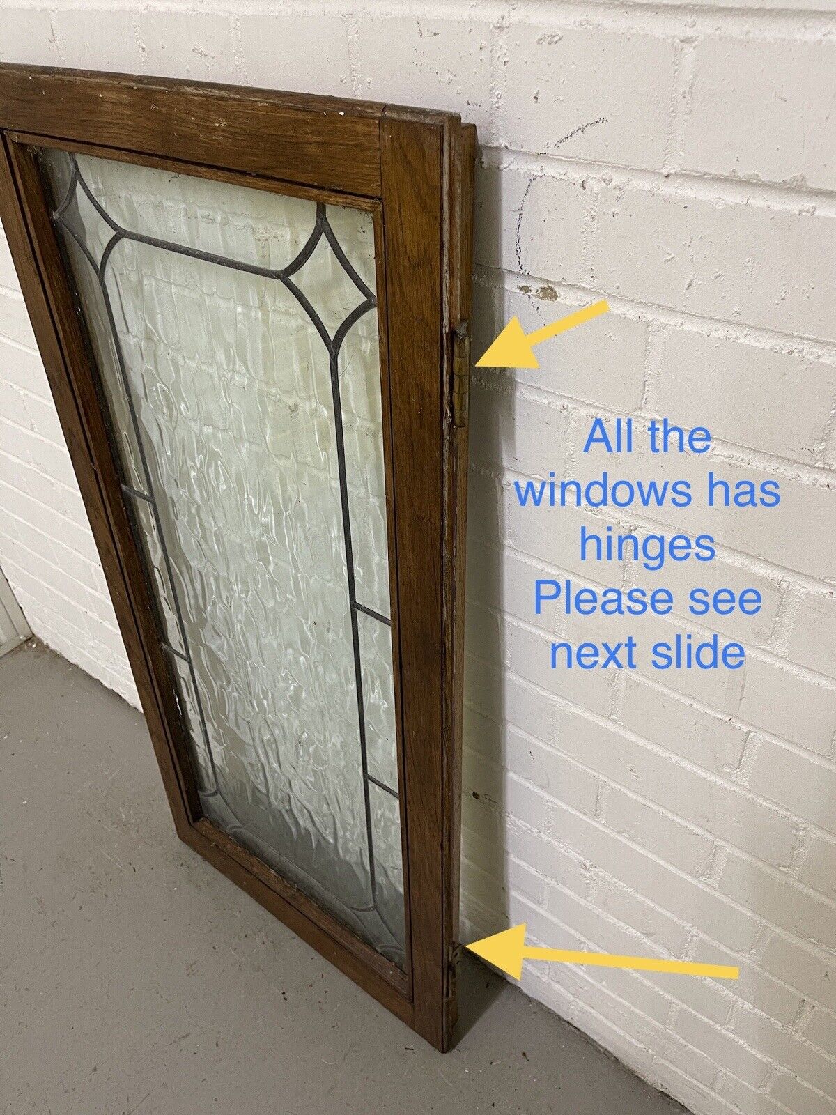 Job Lot Of Four Double Glazed Leaded Trim Oak Wooden Windows Various Sizes