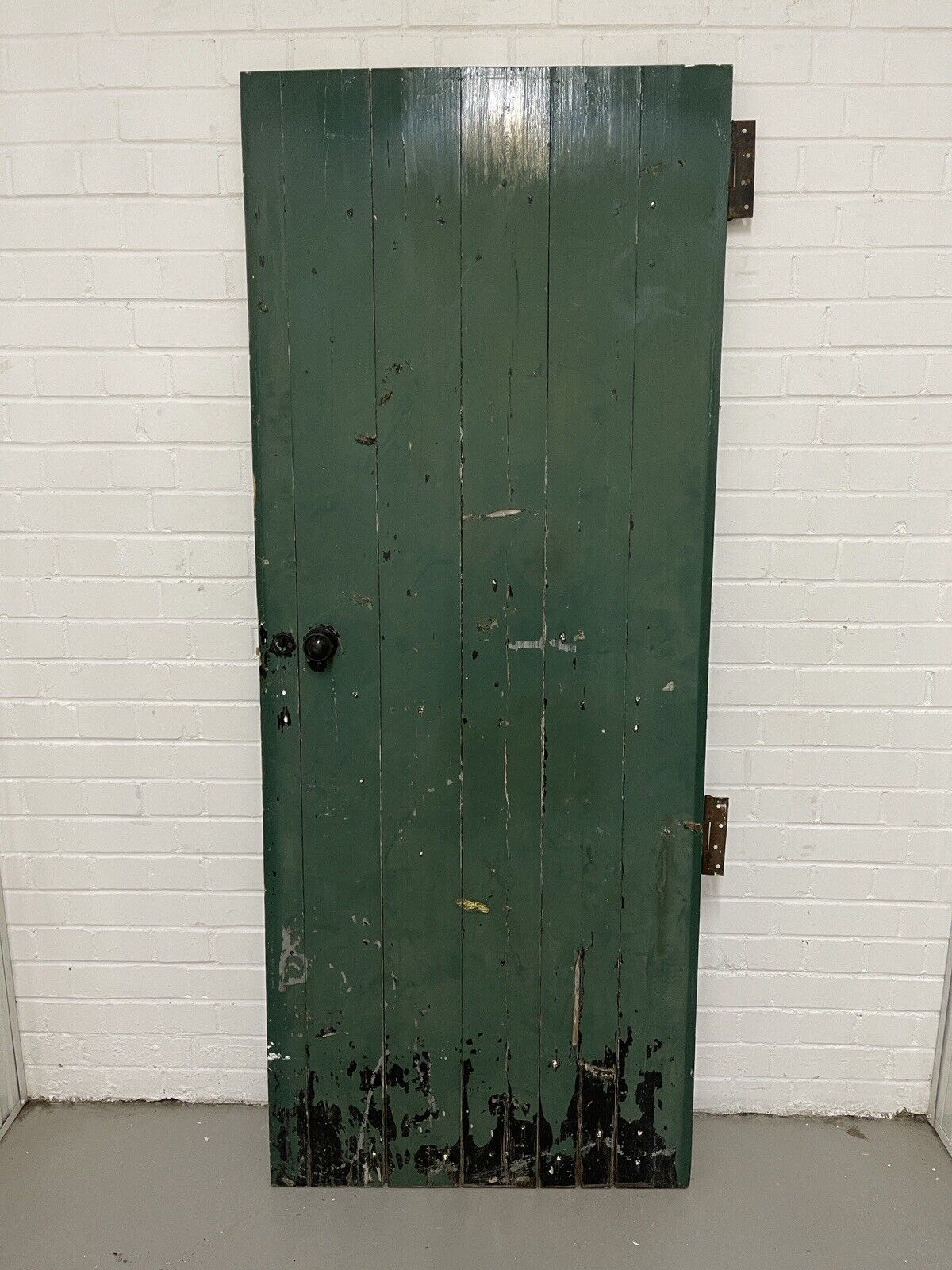 Reclaimed Wooden Plank Ledge Brace Door With Hinges Rim Lock No Key 1870 x 750mm