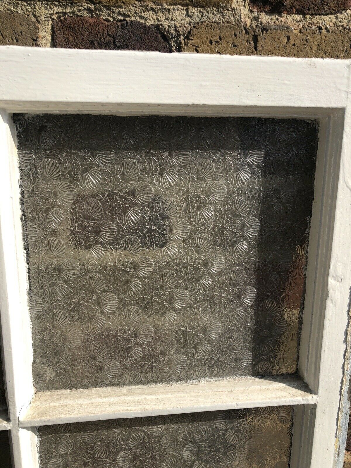 Reclaimed Old Georgian 4 Panel Wooden Sash Window WITH Beautiful Etched Glass