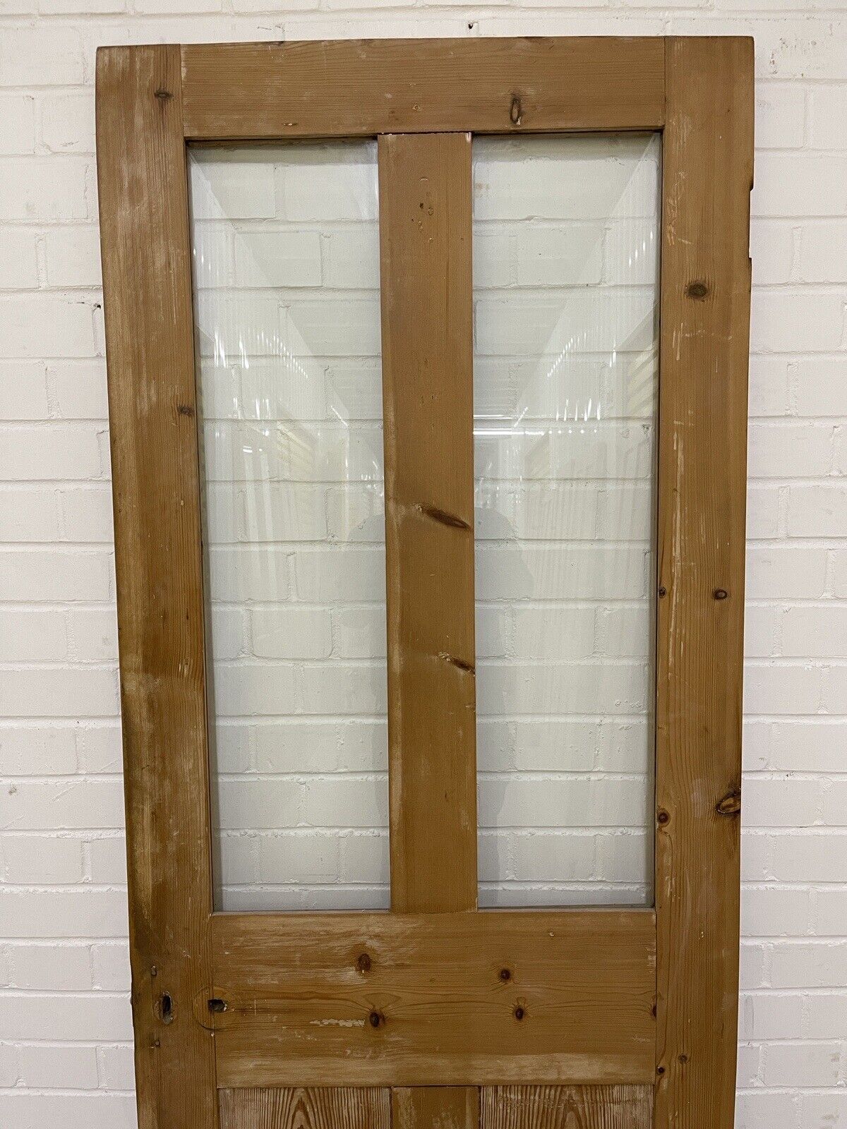 Vintage Reclaimed Victorian Pine Glass Panel Internal 4 panel Door 1956 x 755mm