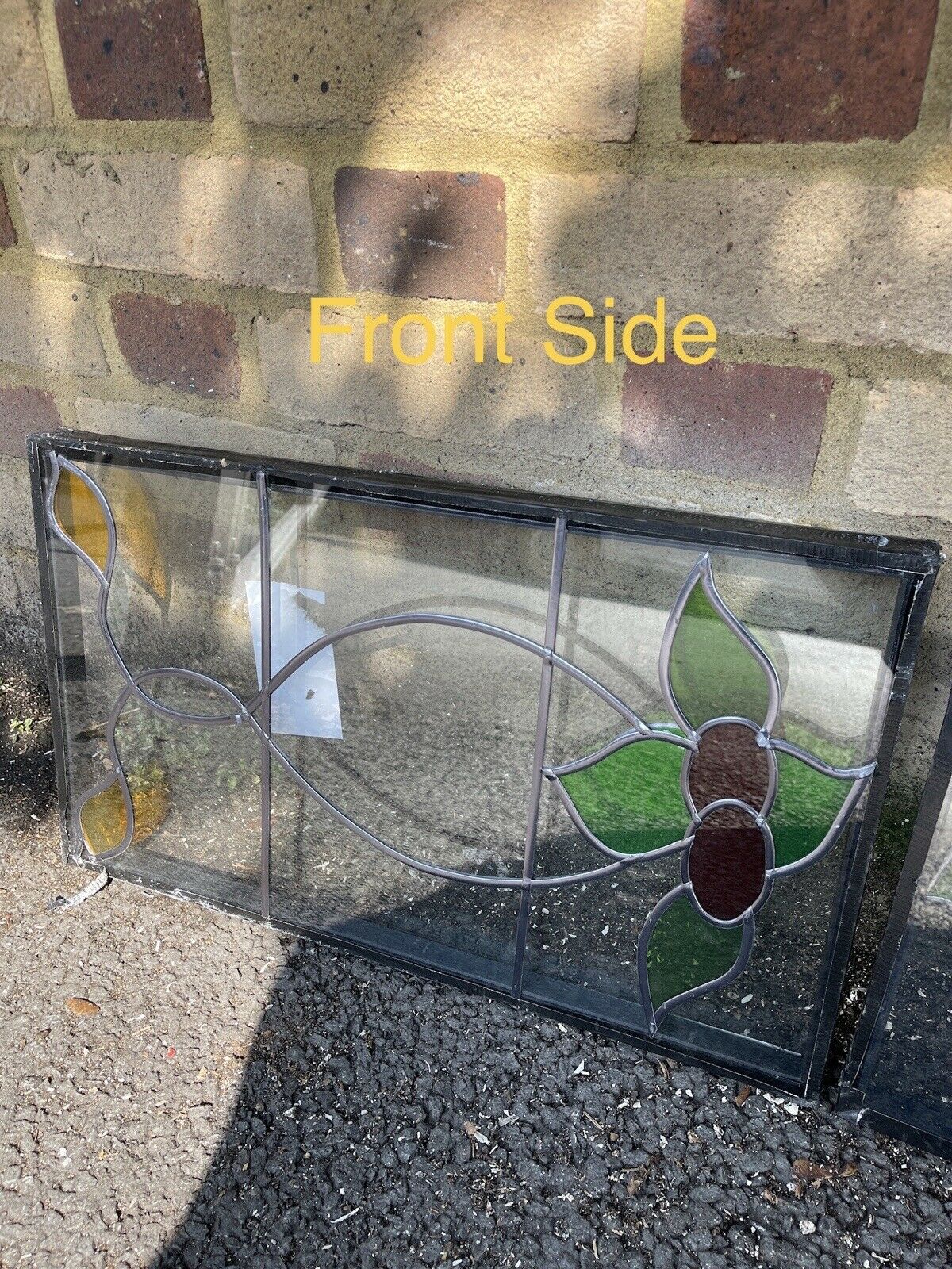 Job Lot Of Three Leaded Light Double Glazed Floral Stained Glass Panels