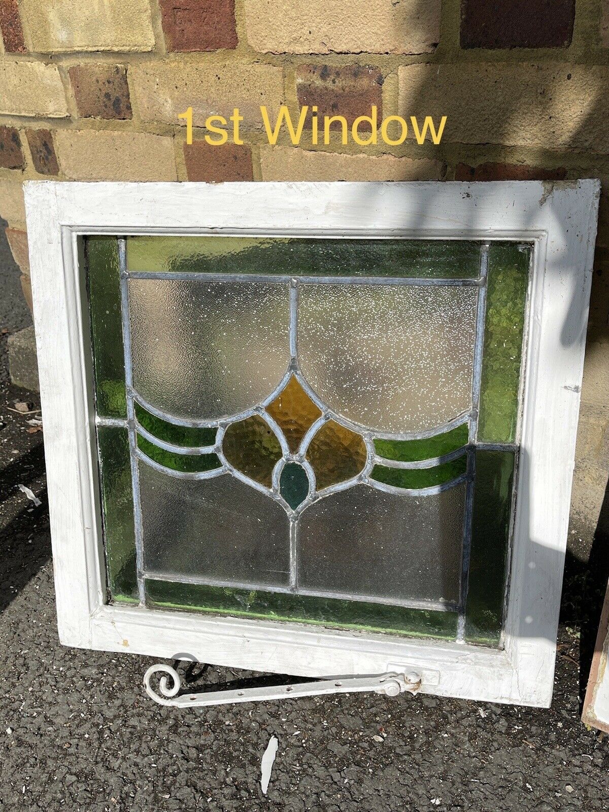 Seven Reclaimed Leaded Light Stained Glass Art Nouveau Wooden Window Panels