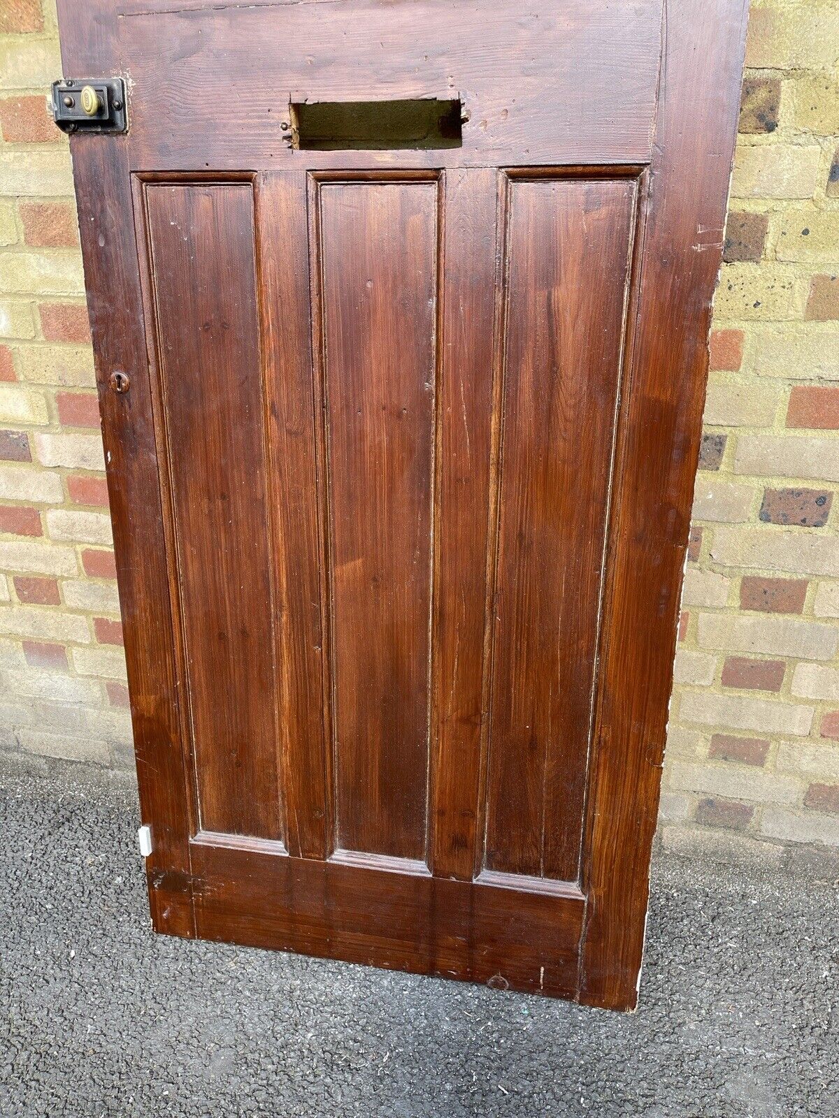 Reclaimed Old Edwardian Victorian Wooden Panel Front Door Stained 2080mm x 860mm