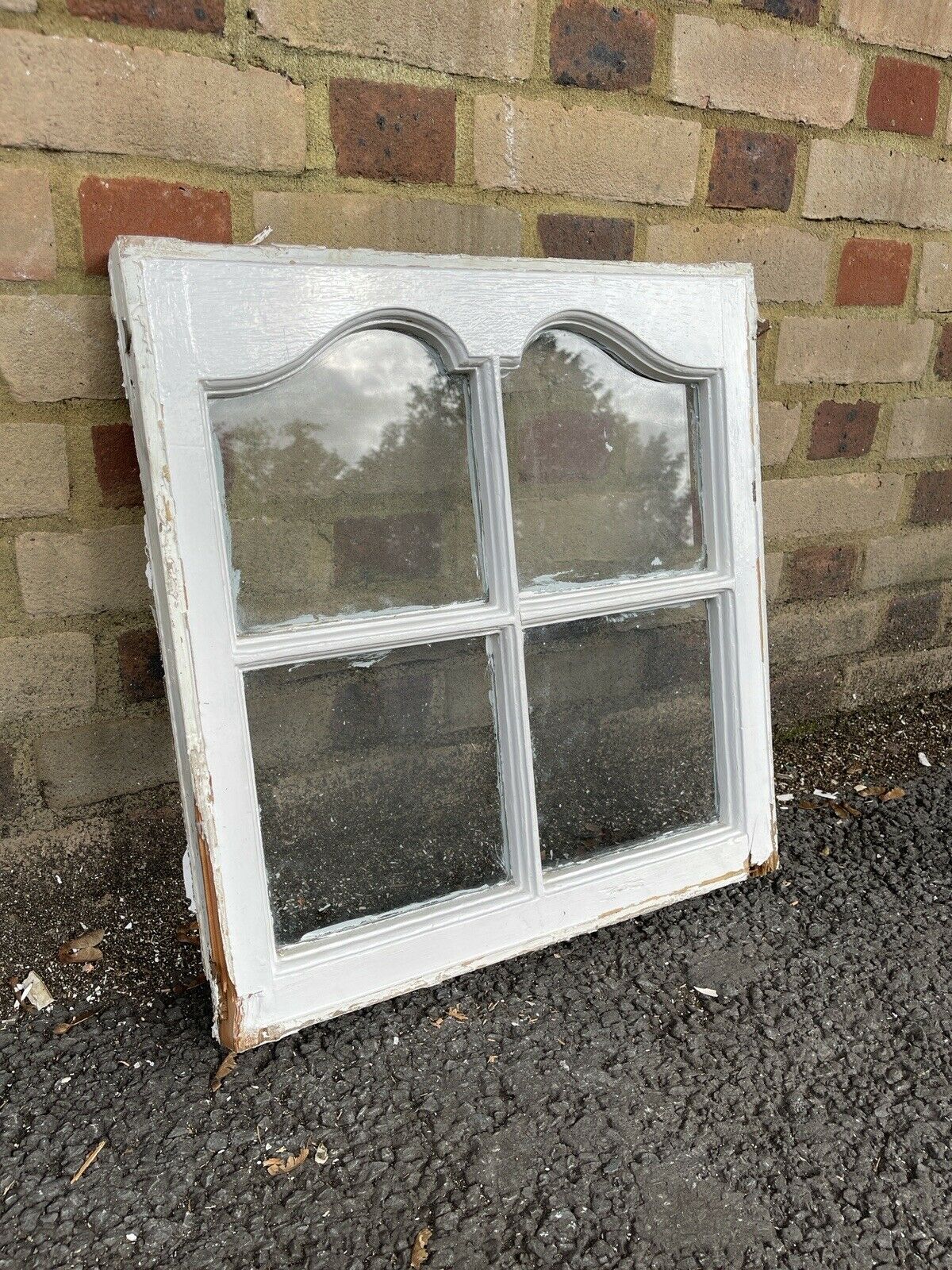 Reclaimed Old Edwardian Arch Sash Wooden Window 560 x 530mm