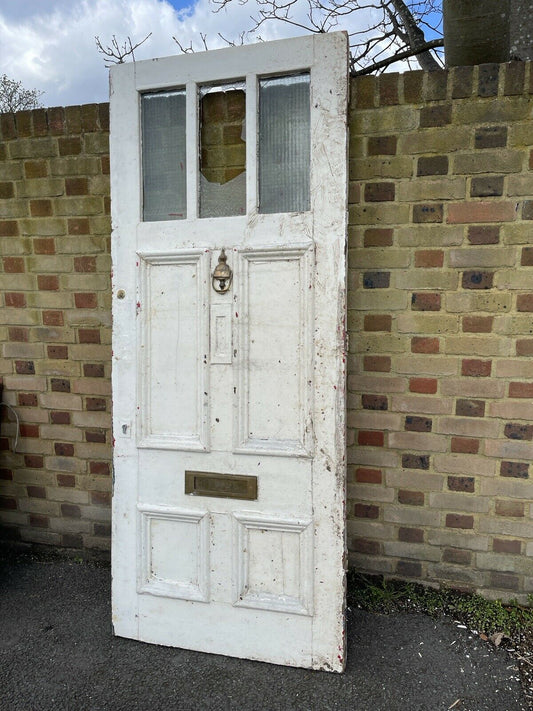 Reclaimed Old Edwardian Victorian Wooden Panel Front Door 2155mm x 890mm