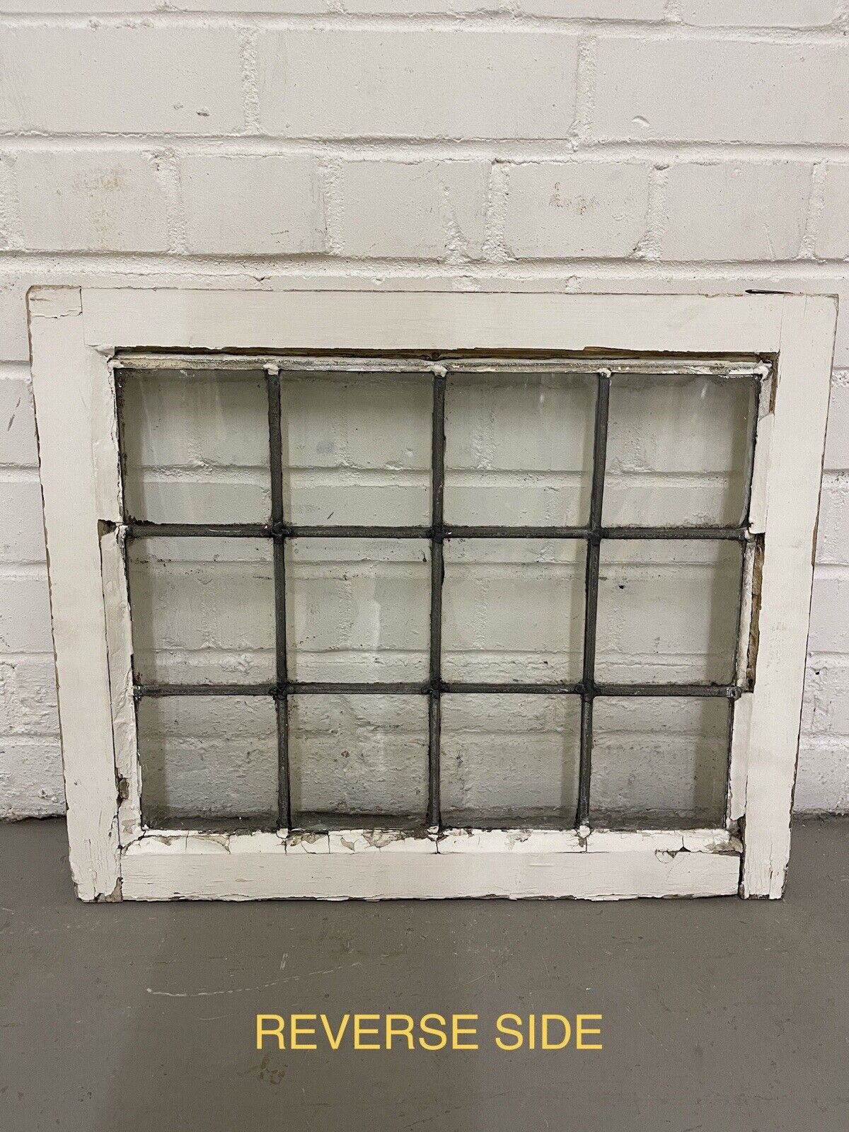 Pair Of Reclaimed Leaded Light Panel Wooden Windows 560 x 455 520 x 510mm