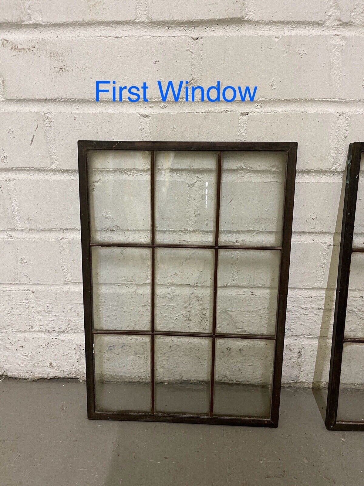 Pair Of Reclaimed Arts & Crafts Copper Window Glass Panes Panels 363mm x 255mm