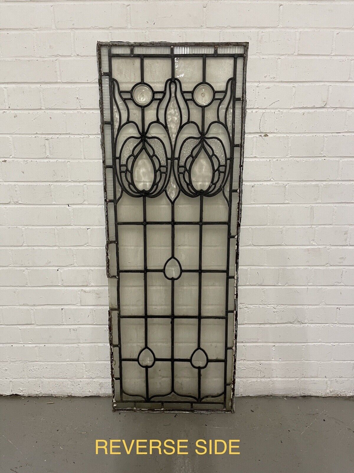 Four Reclaimed Leaded Light Stained Glass Art Nouveau Window Panel 1270 x 460mm