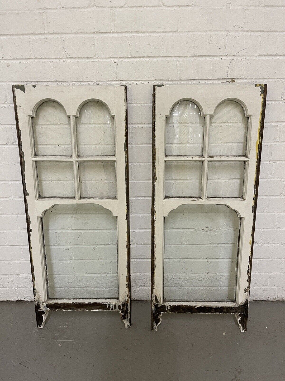 Reclaimed Old Edwardian Arch Sash Wooden Windows 1050 x 995mm and 995 x 405mm