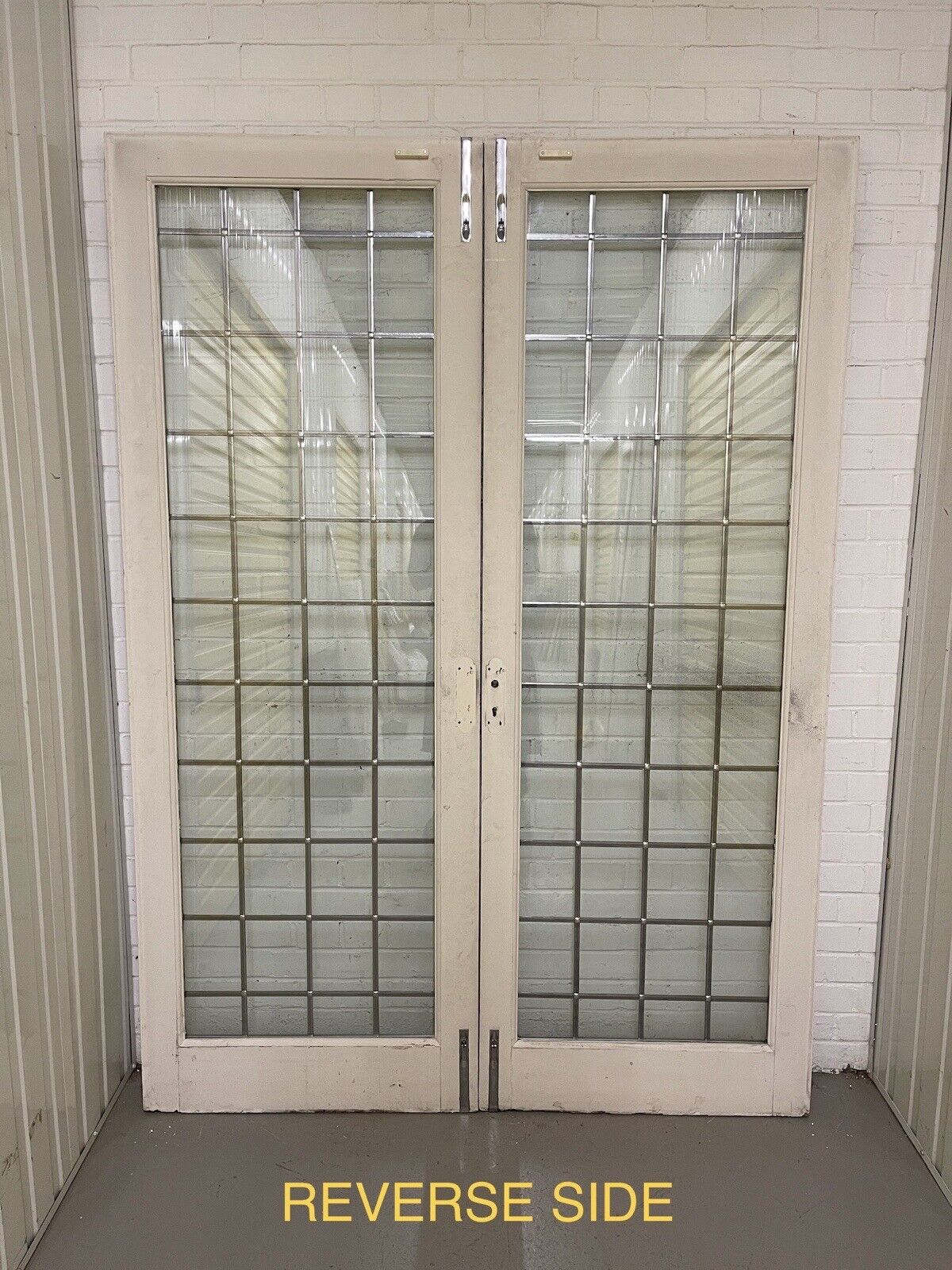 Reclaimed French Double Glazed Leaded Glass Wooden Double Doors 2122 x 1525mm