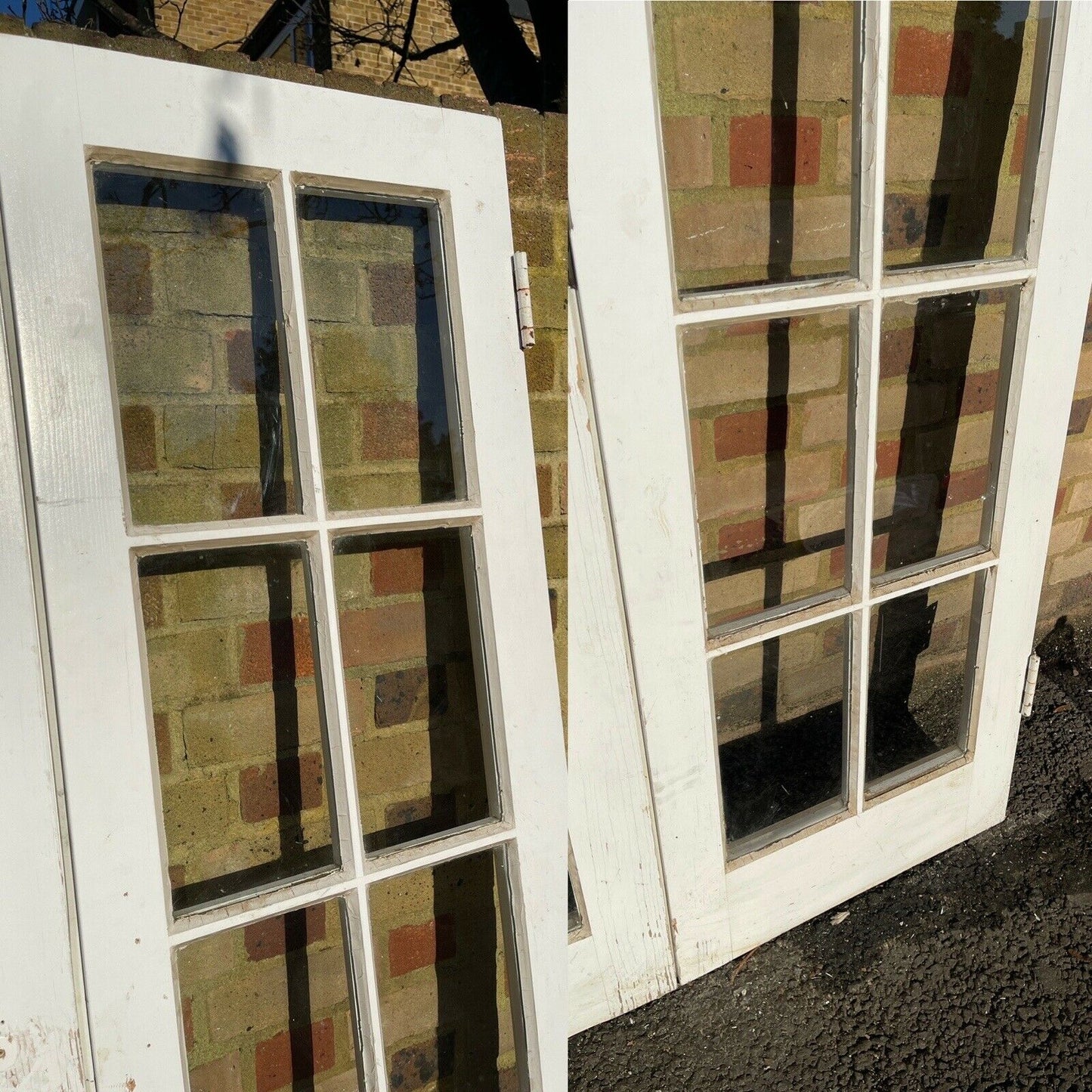 Reclaimed French Single Panel Glass Wooden Double Doors 1980 x 1105mm