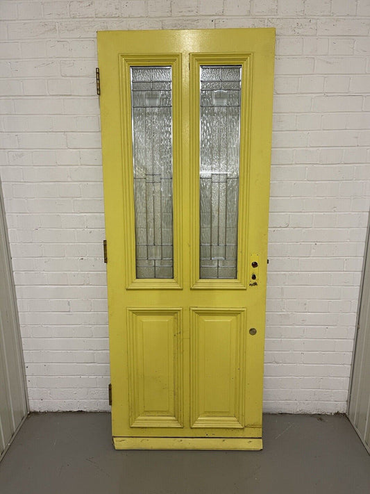 Reclaimed Victorian Edwardian Wooden Panel Front Door Leaded Light 1950 x 763mm