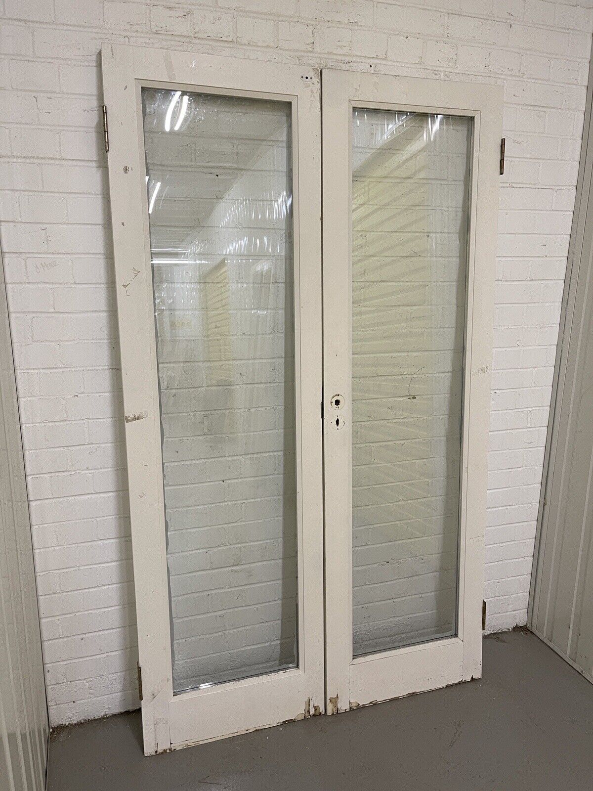 Reclaimed Old French Double Glazed Glass Wooden Double Doors 1965 x 1165mm