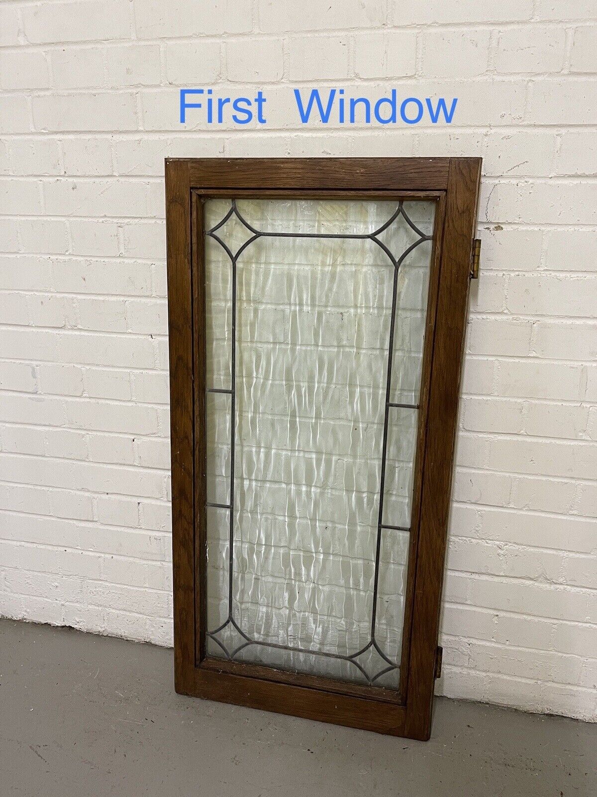 Job Lot Of Four Double Glazed Leaded Trim Oak Wooden Windows Various Sizes