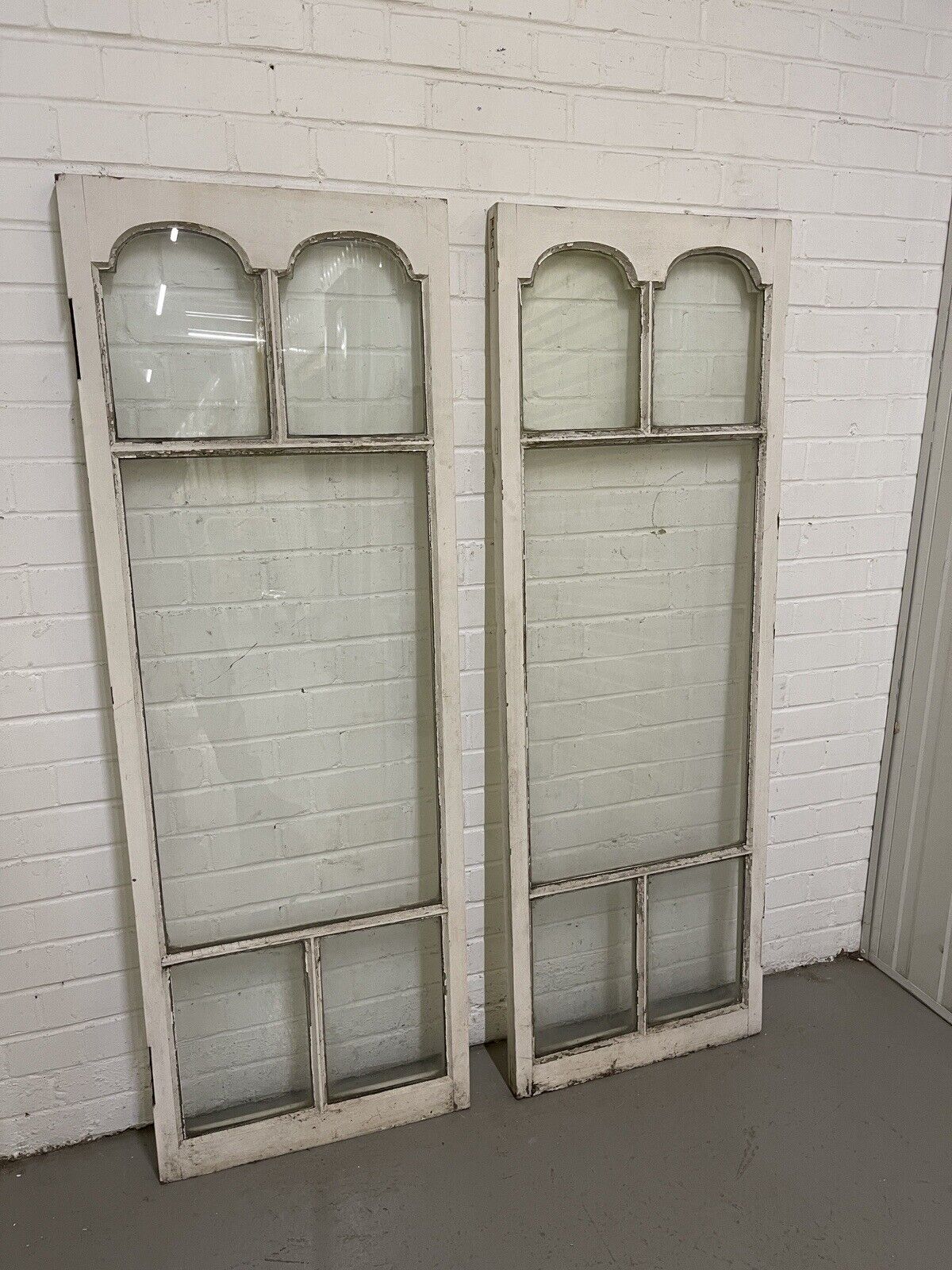 Pair Of Reclaimed Edwardian French Wooden Panel Windows 1512 x 532 1512 x 532mm