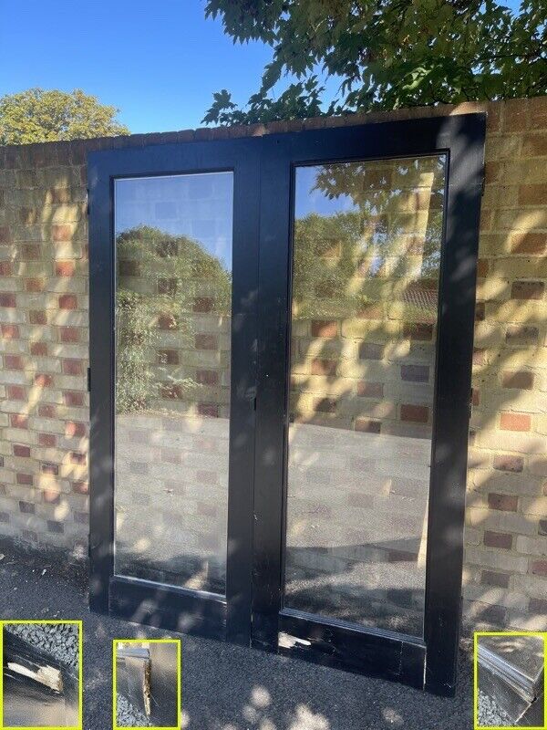 Reclaimed Old French Double Glazed Glass Wooden Double Doors 1540mm x 1975mm