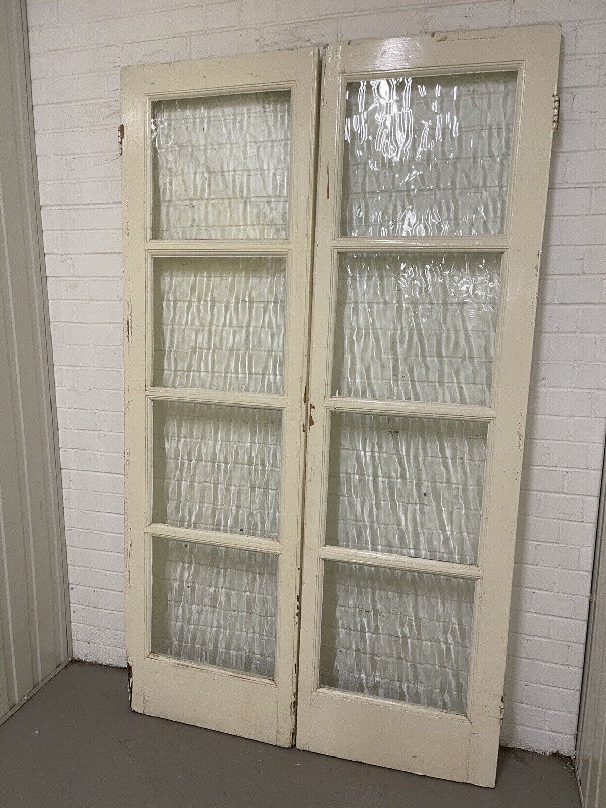 Reclaimed Georgian French Single Panel Glass Wooden Double Doors 2068 x 1210mm