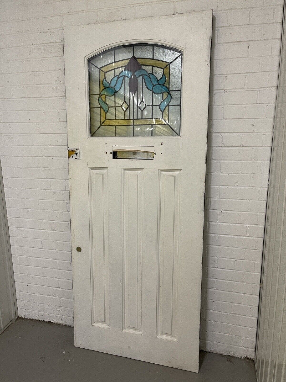 Reclaimed Style Edwardian Leaded Glass Wooden Panel Front Door 2073 x 860mm