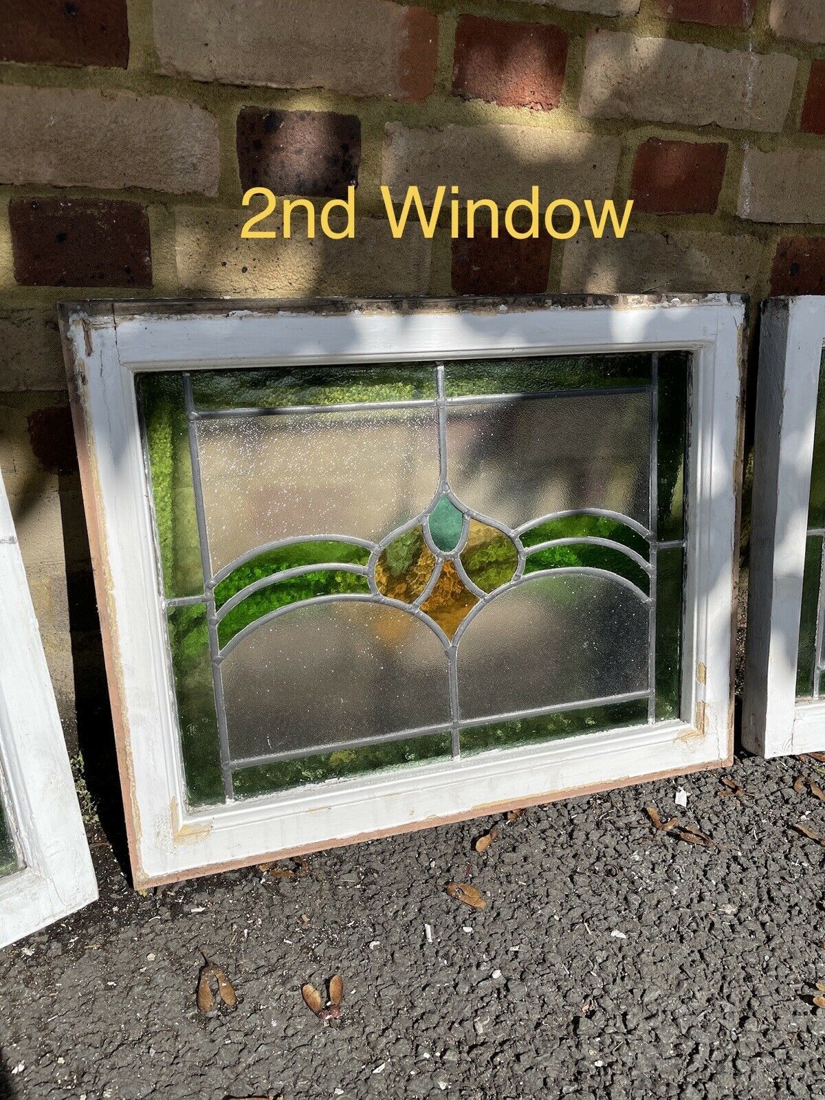 Seven Reclaimed Leaded Light Stained Glass Art Nouveau Wooden Window Panels
