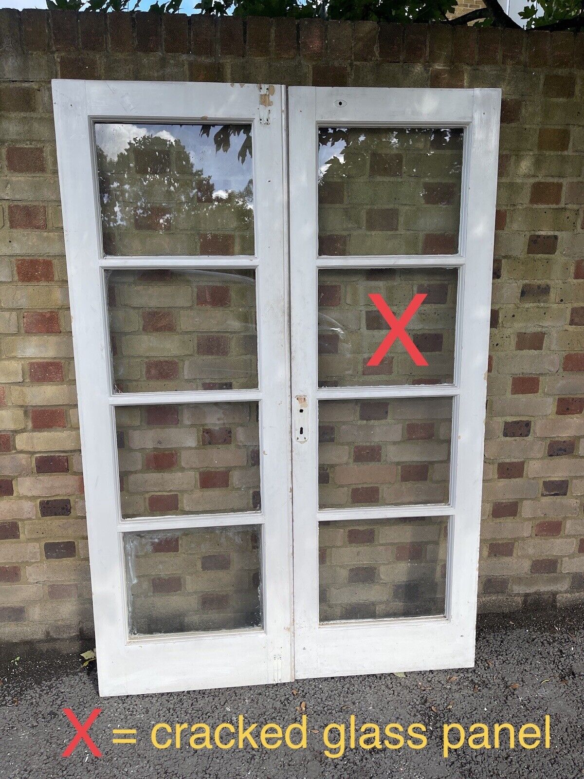 Reclaimed Old French Single Panel Glass Wooden Double Doors 1843 x 1250mm