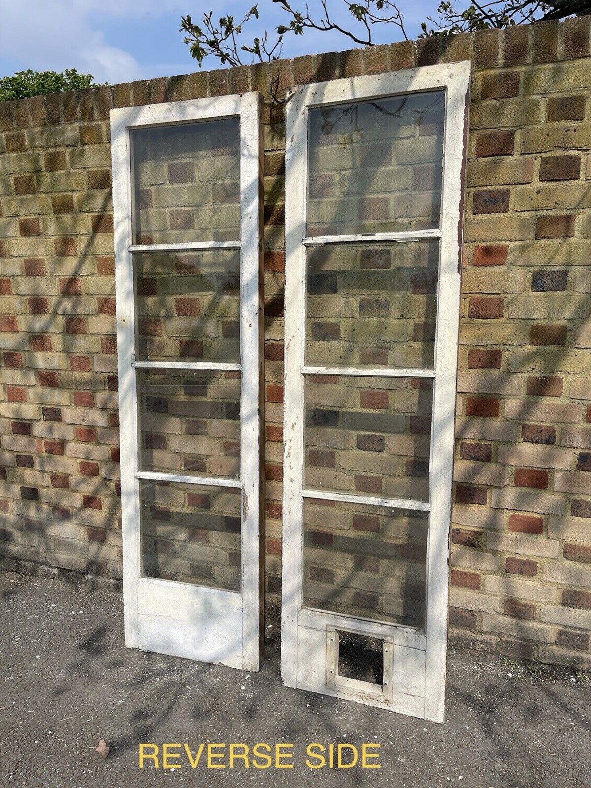 Pair Of Reclaimed Georgian Wooden Window Side glass Panels
