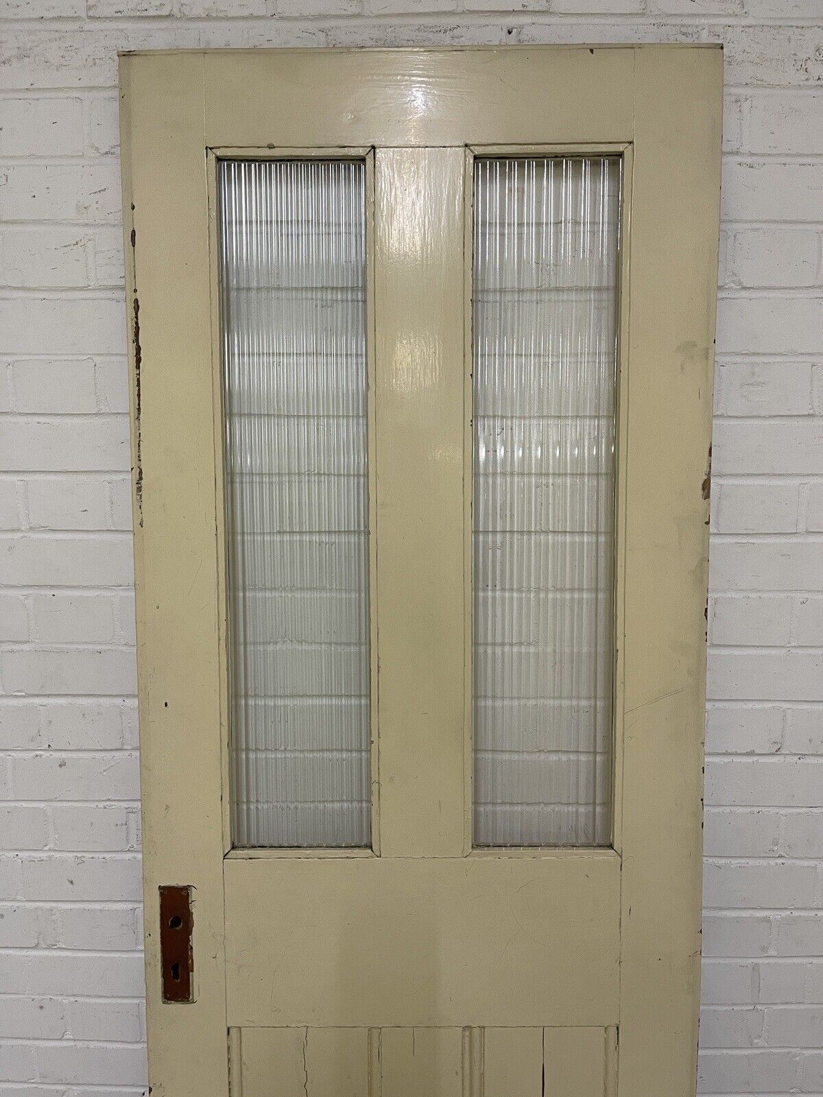Reclaimed Reeded Glass Victorian Pine Internal 4 panel Door 1960 x 705mm