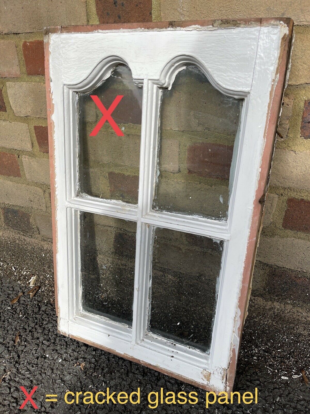 Reclaimed Old Edwardian Arch Sash Wooden Window 605 x 390mm