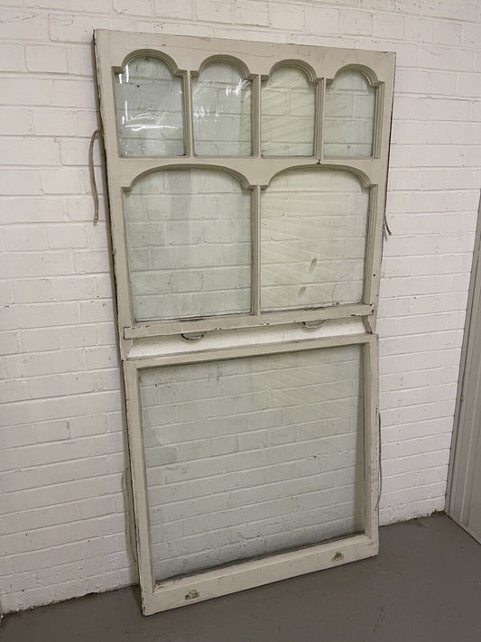 Pair Of Reclaimed Old Edwardian Arch Sash Wooden Windows 910 x 918 915 x 880mm