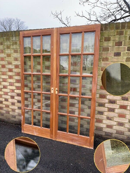 Reclaimed French Single Panel BEVELLED Glass Wooden Double Doors 2005 x 1480mm