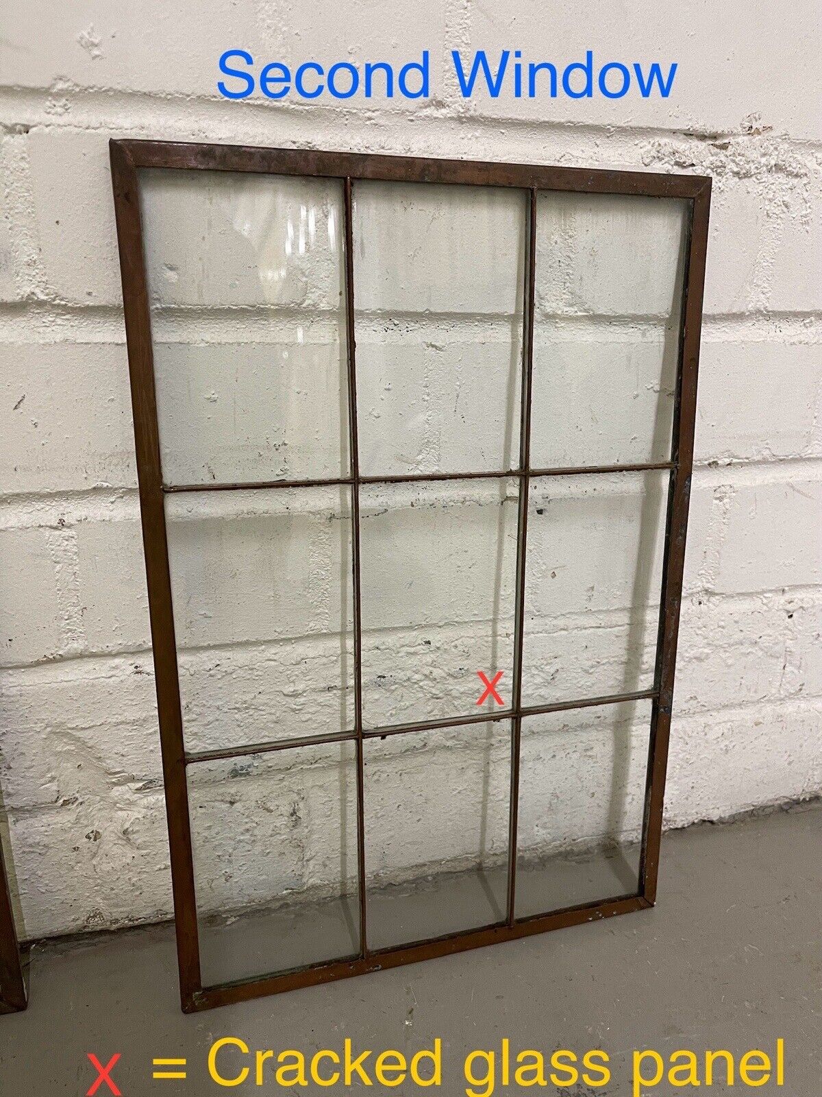 Pair Of Reclaimed Arts & Crafts Copper Window Glass Panes Panels 388 X 265mm