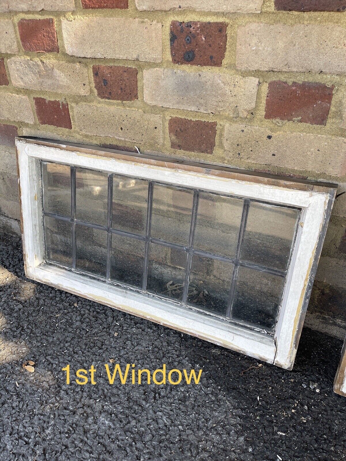 Pair Of Reclaimed Leaded Light Panel Wooden Windows