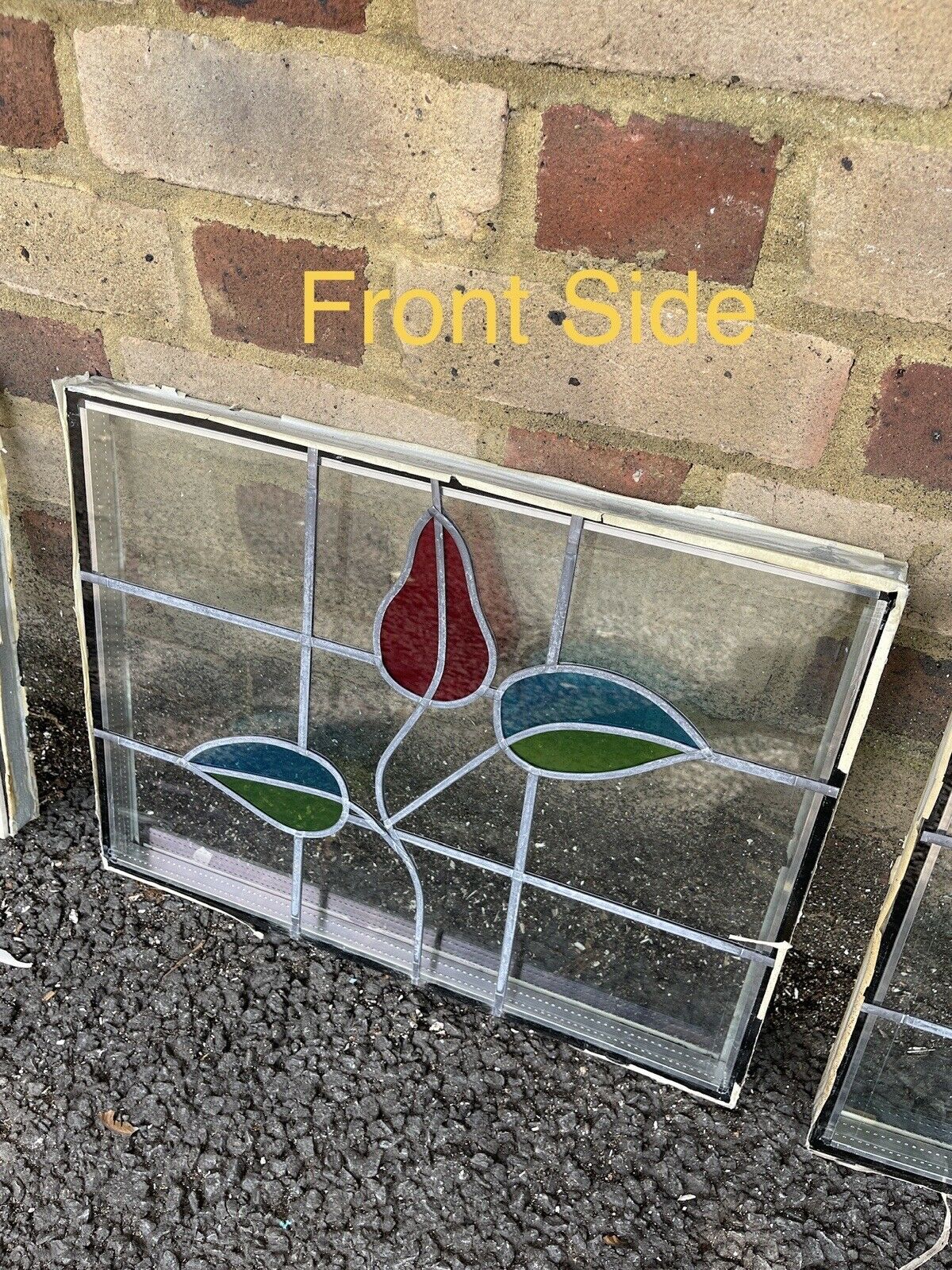 Job Lot Of Three Leaded Light Double Glazed Floral Stained Glass Panels