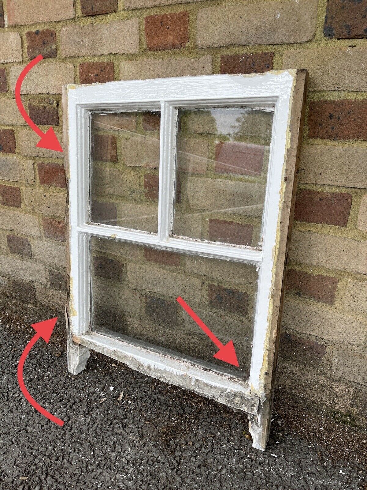 Reclaimed Old Georgian 3 Panel Wooden Sash Window 530 x 705mm