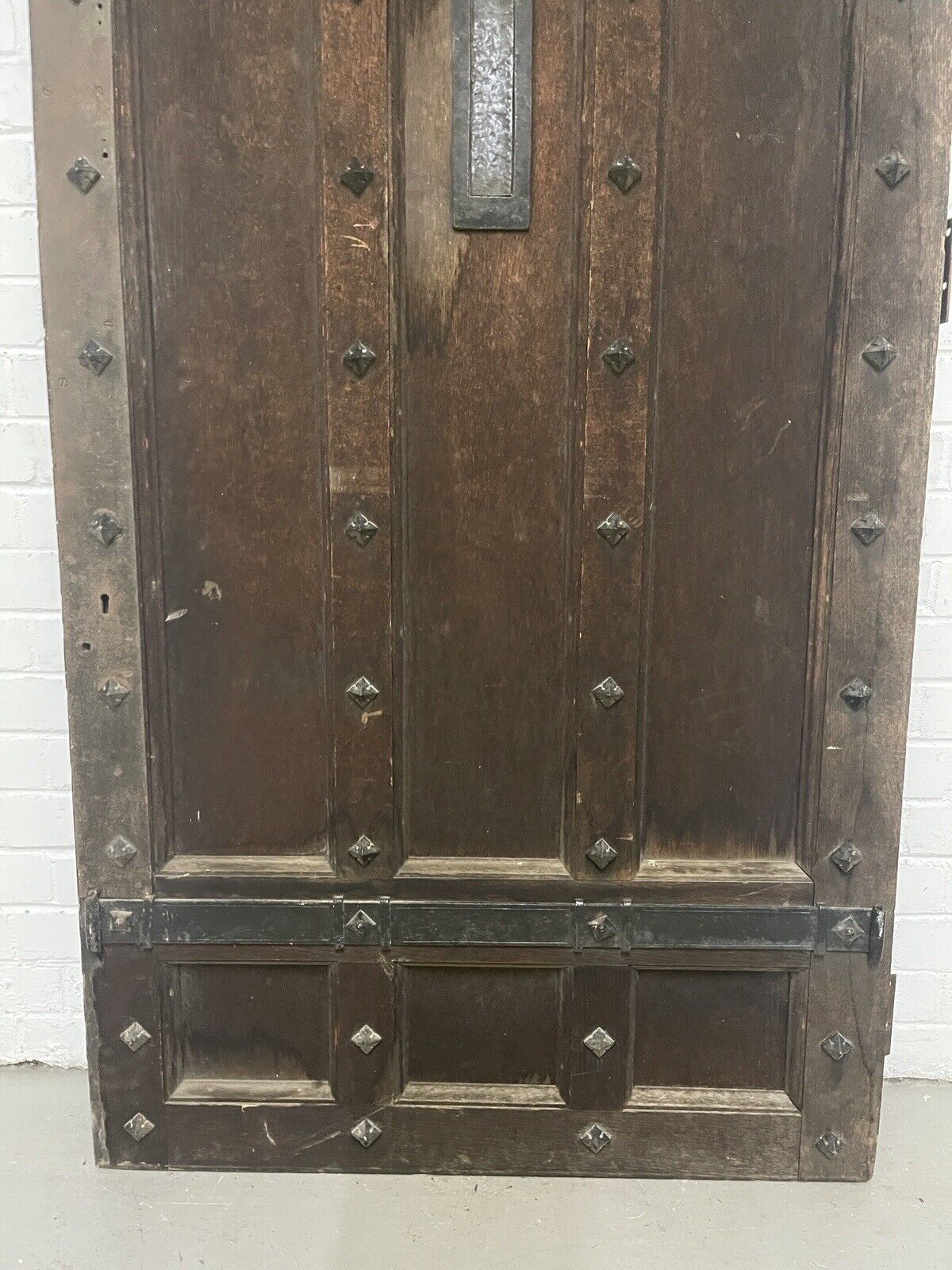 Reclaimed Old Oak Metal Studded Wooden Front Door 2060mm x 900mm