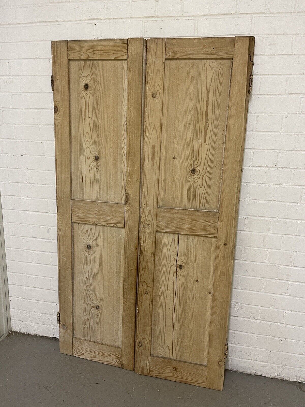 Pair Of Reclaimed Interlocking Victorian Pine  Alcove Cupboard Doors 1605 x 887