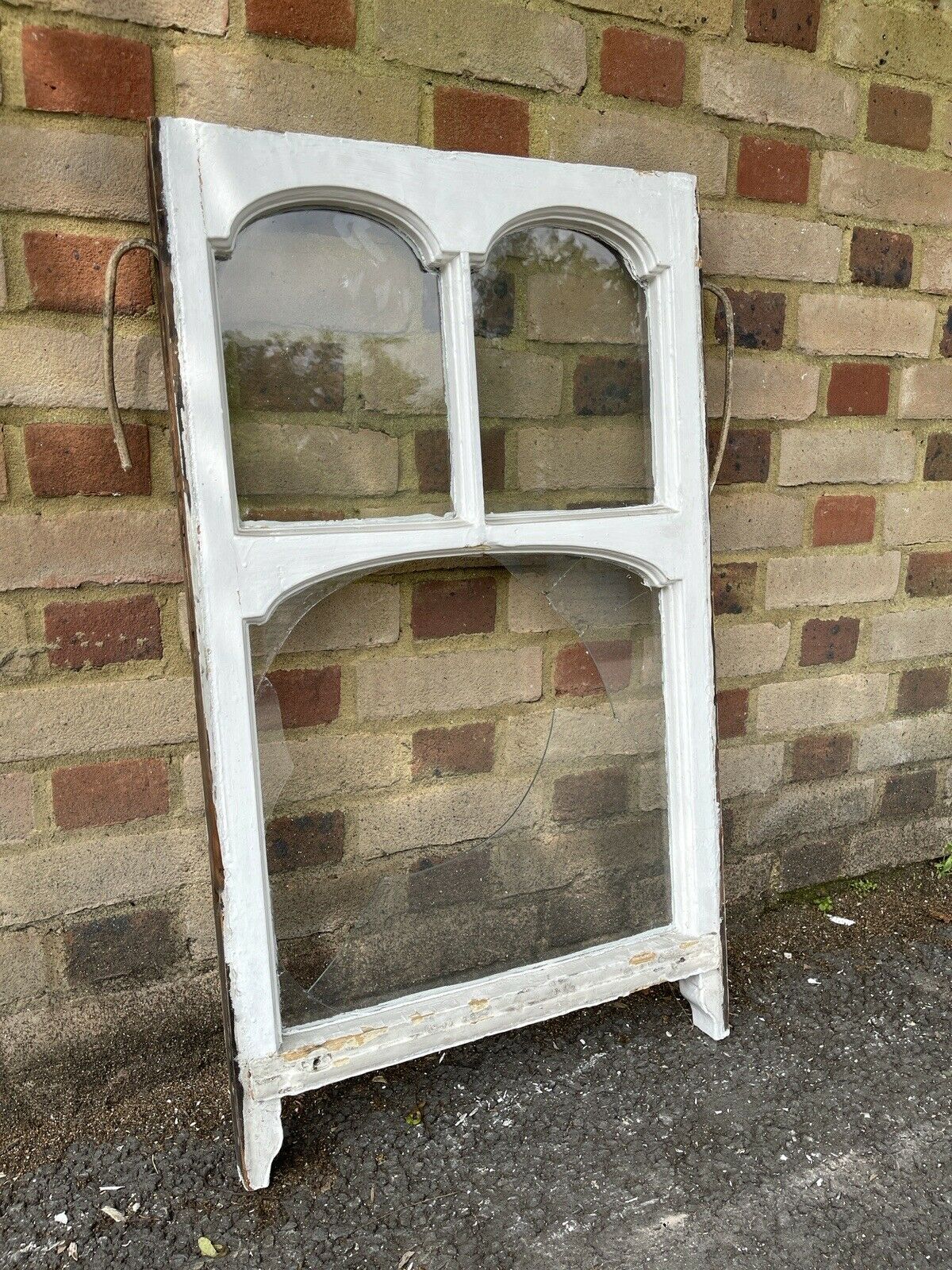 Reclaimed Old Edwardian Arch Sash Wooden Window 910 x 530mm