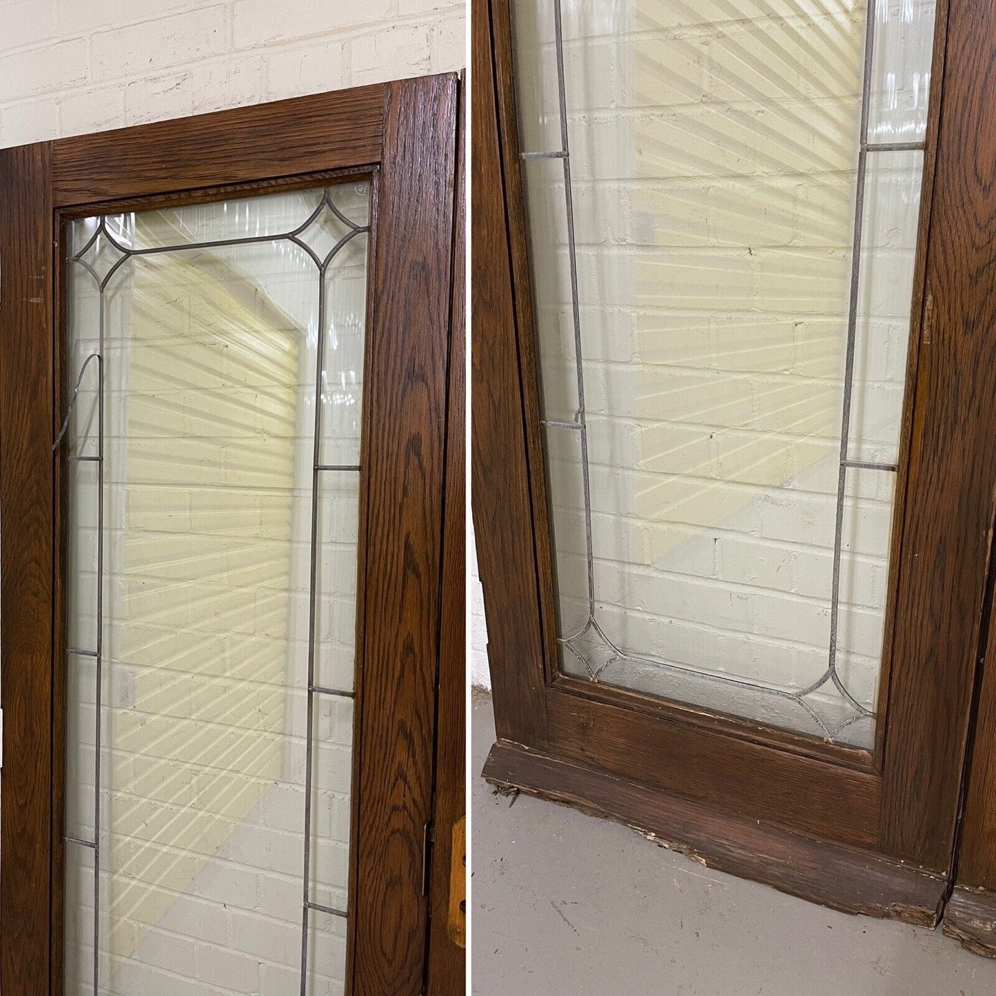 Reclaimed Old Oak French Double Glazed Glass Wooden Double Doors 1995 x 1375mm