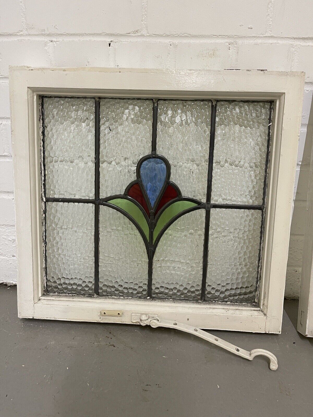 Reclaimed Leaded Light Stained Glass Art Nouveau Wooden Window Panel