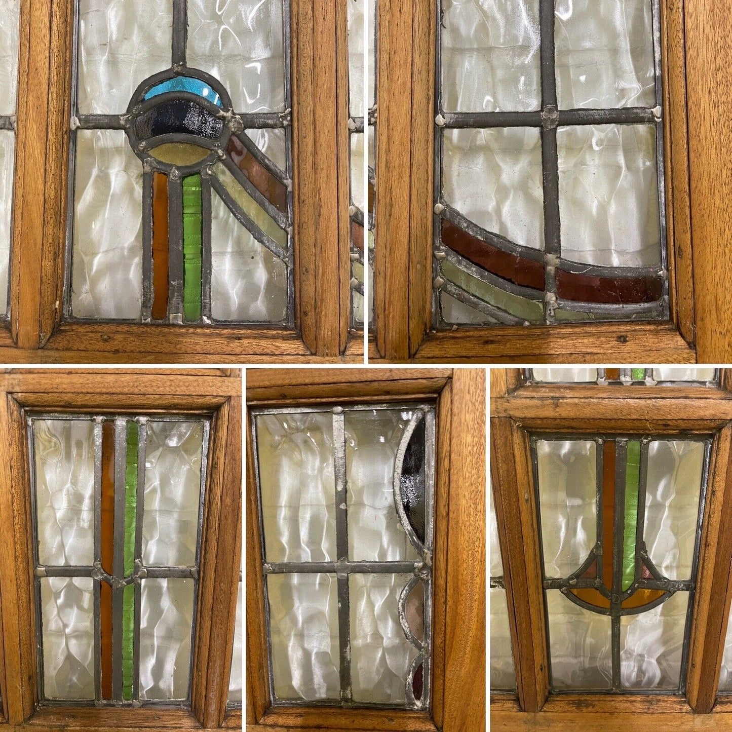 Reclaimed Old French Leaded Light Stained Glass Wooden Double Doors 1980 x 1507