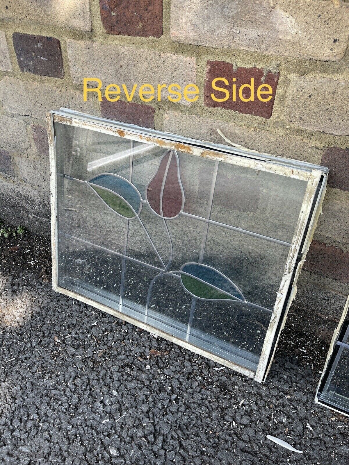 Job Lot Of Three Leaded Light Double Glazed Floral Stained Glass Panels