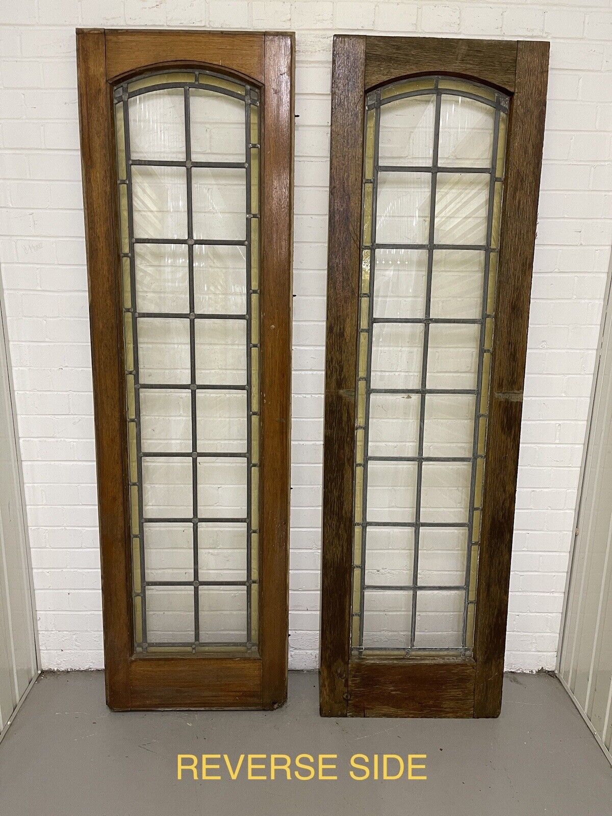 Reclaimed French Leaded Single Panel Glass Wooden Double Doors With Side Panels