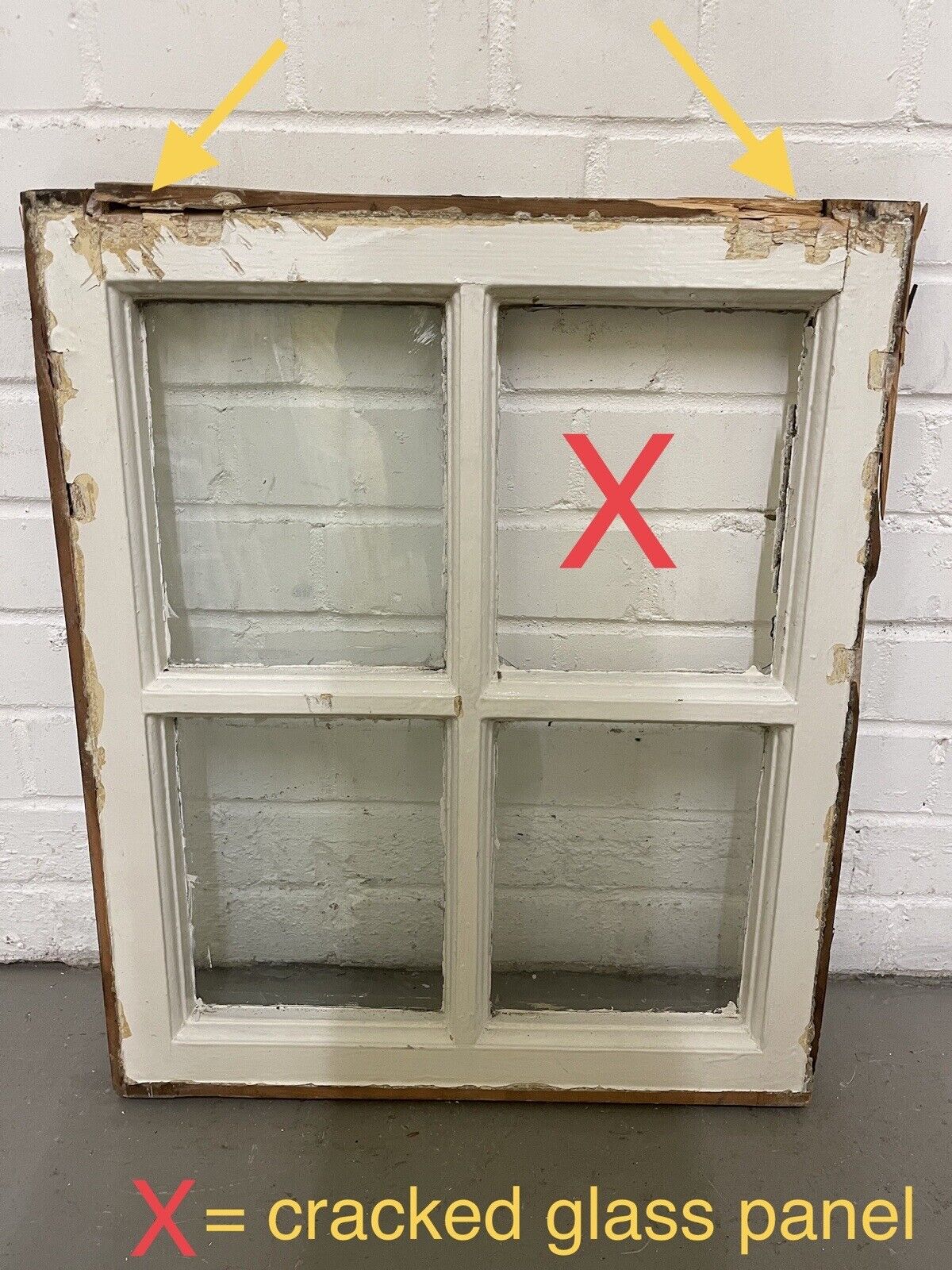 Reclaimed Old Georgian 4 Panel Wooden Window 490 x 585mm