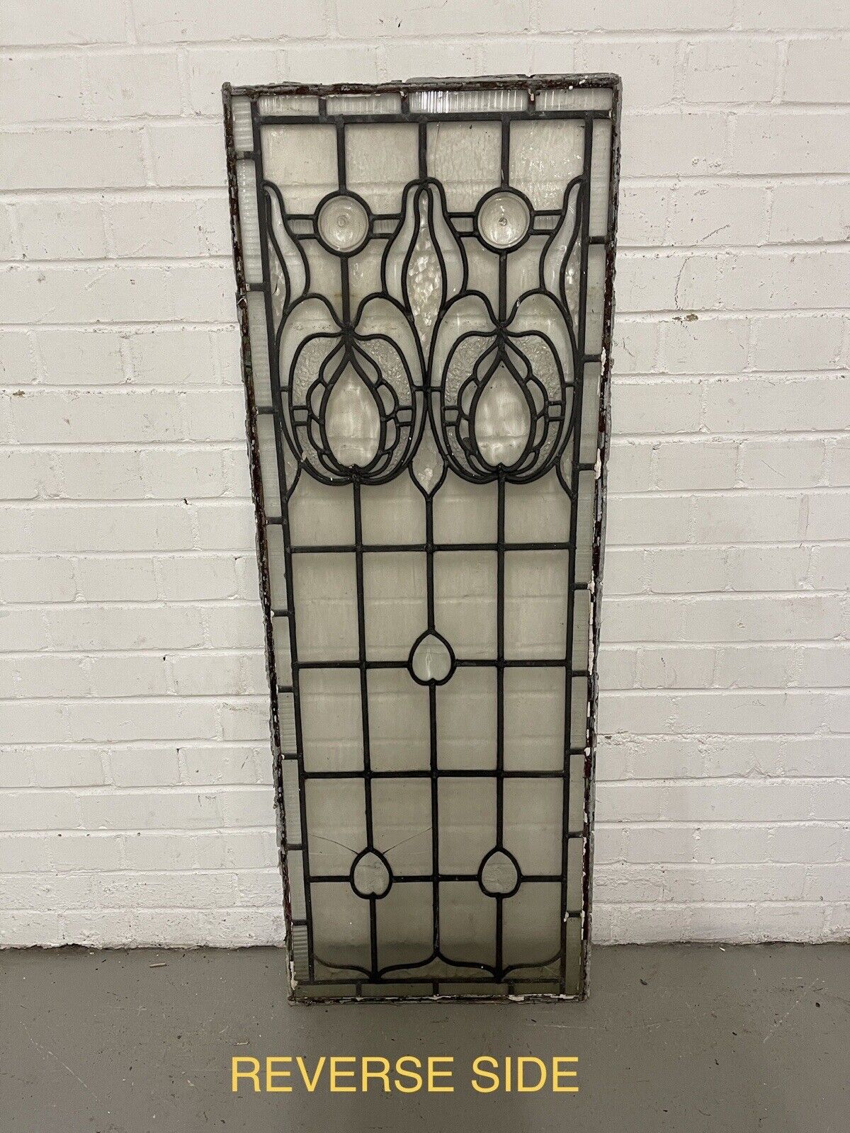 Four Reclaimed Leaded Light Stained Glass Art Nouveau Window Panel 1270 x 460mm