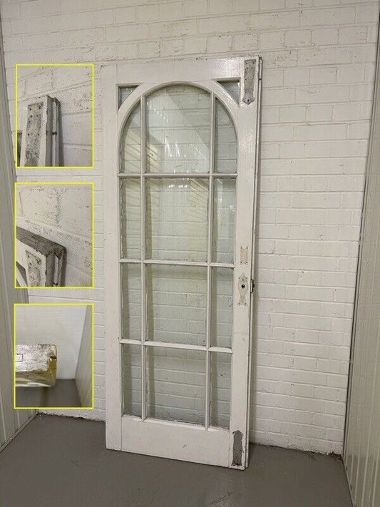 Reclaimed Edwardian Arch Single Panel Glass Wooden Door 1980 1975 x 765 or 755mm